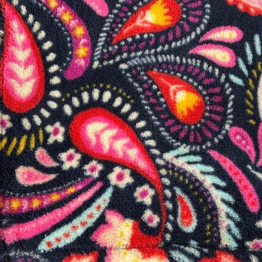 Vera Bradley Painted Paisley Fleece Throw Blanket Navy Floral Soft Plush 50 x 77
